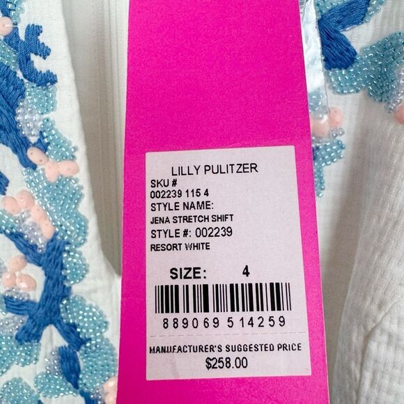 LILLY PULITZER | NEW Jena Stretch Shift in Resort White Beaded Women’s Size 4 - Picture 11 of 14